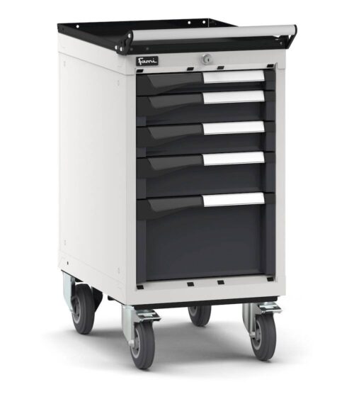 cassettiera porta attrezzi con ruote 5 cassetti 1x50 2x75 1x200 l408 x p573 x h822 mm 2.jpg