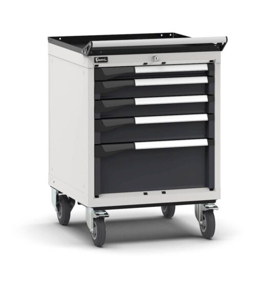 cassettiera porta attrezzi con ruote 5 cassetti 1x50 2x75 1x200 l561 x p573 x h822 mm 2.jpg