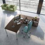 Scrivania Sagomata Cubo con Mobile di Servizio 229x200 cm - immagine 3