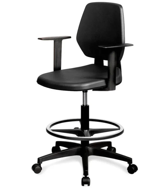 Sedia da Lavoro con Ruote, Poggiapiedi e Braccioli - immagine 1