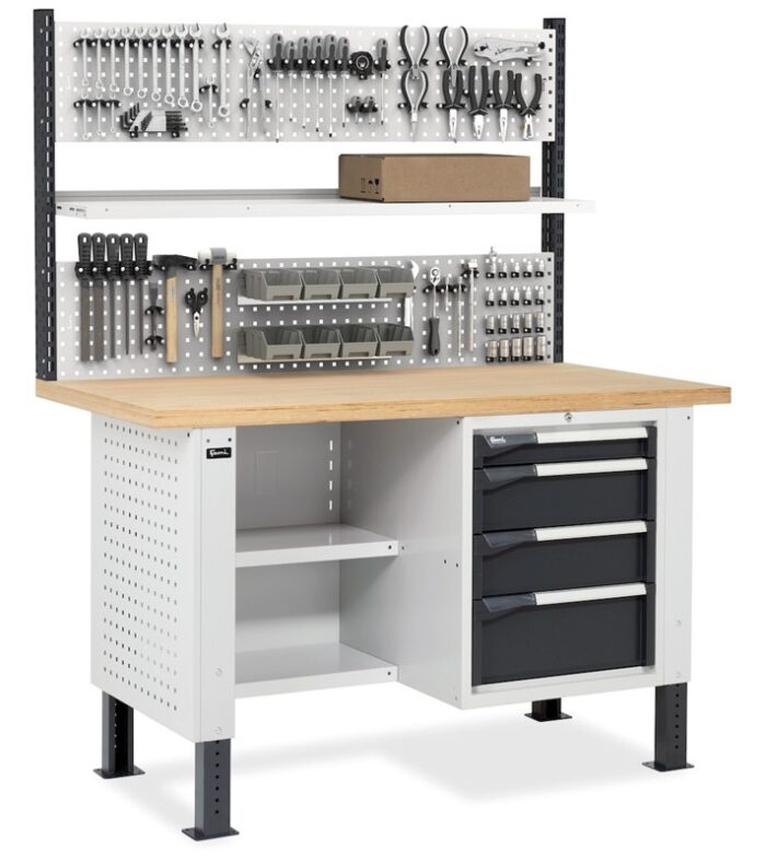 Banco da Lavoro con 4 Cassetti e Parete - immagine 2