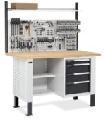 Banco da Lavoro con 4 Cassetti e Parete - immagine 6