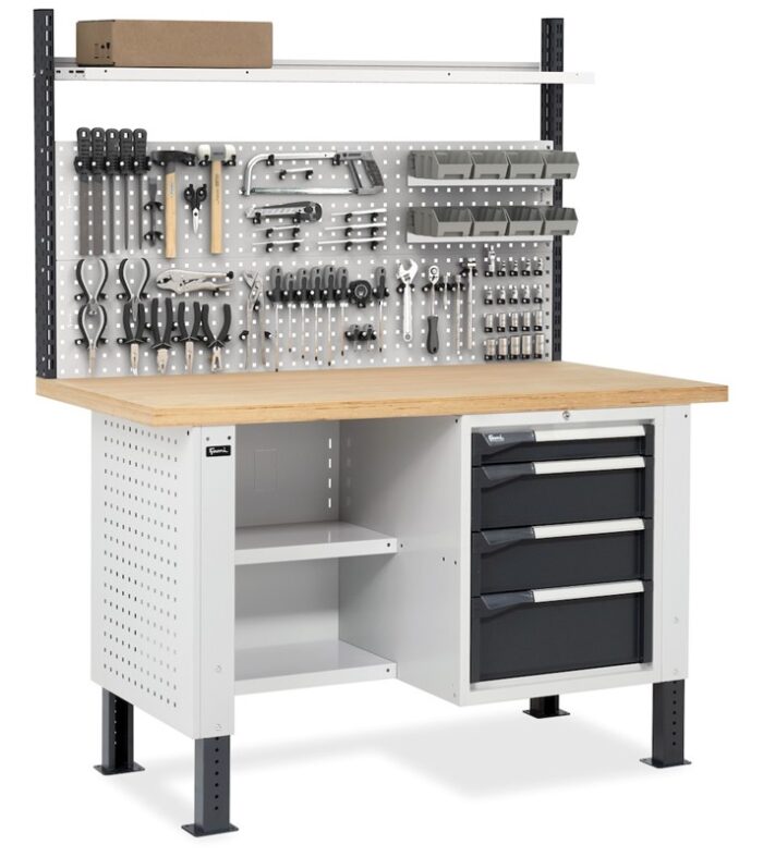 Banco da Lavoro con 4 Cassetti e Parete - immagine 6