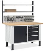 Banco da Lavoro con 4 Cassetti, Anta e Parete - immagine 3