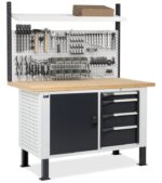 Banco da Lavoro con 4 Cassetti, Anta e Parete - immagine 5