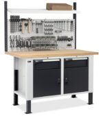 Banco da Lavoro con 2 Cassetti e 2 Vani e Parete - immagine 5