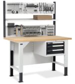 Banco da Lavoro con 3 Cassetti e Parete - immagine 2