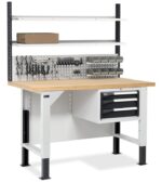 Banco da Lavoro con 3 Cassetti e Parete - immagine 3