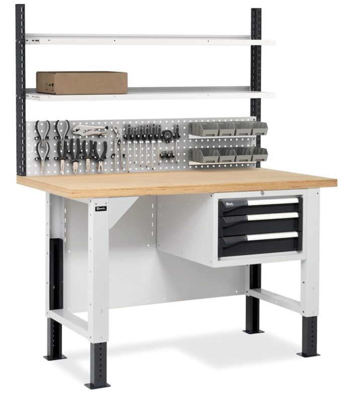 Banco da Lavoro con 3 Cassetti e Parete - immagine 3