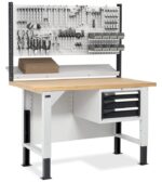 Banco da Lavoro con 3 Cassetti e Parete - immagine 4