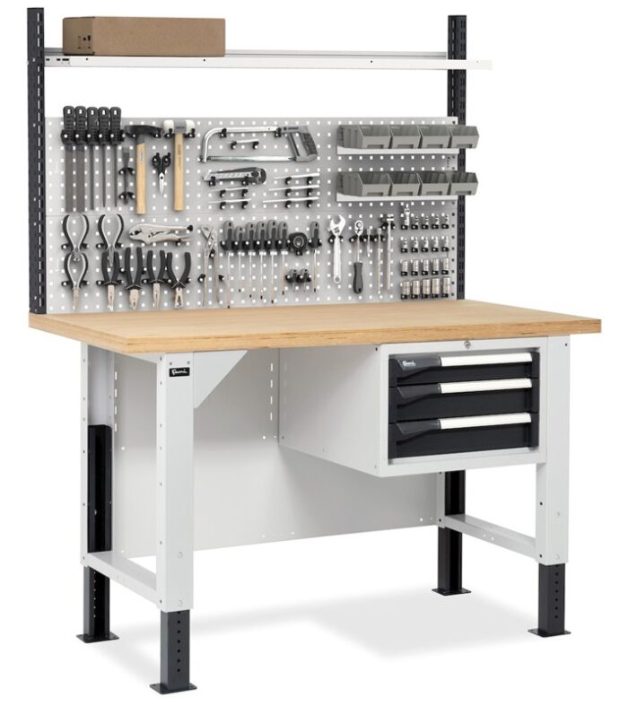 Banco da Lavoro con 3 Cassetti e Parete - immagine 6