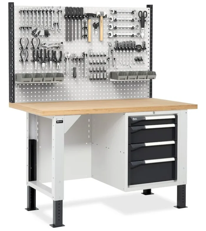 Banco da Lavoro con 4 Cassetti e Parete - immagine 1