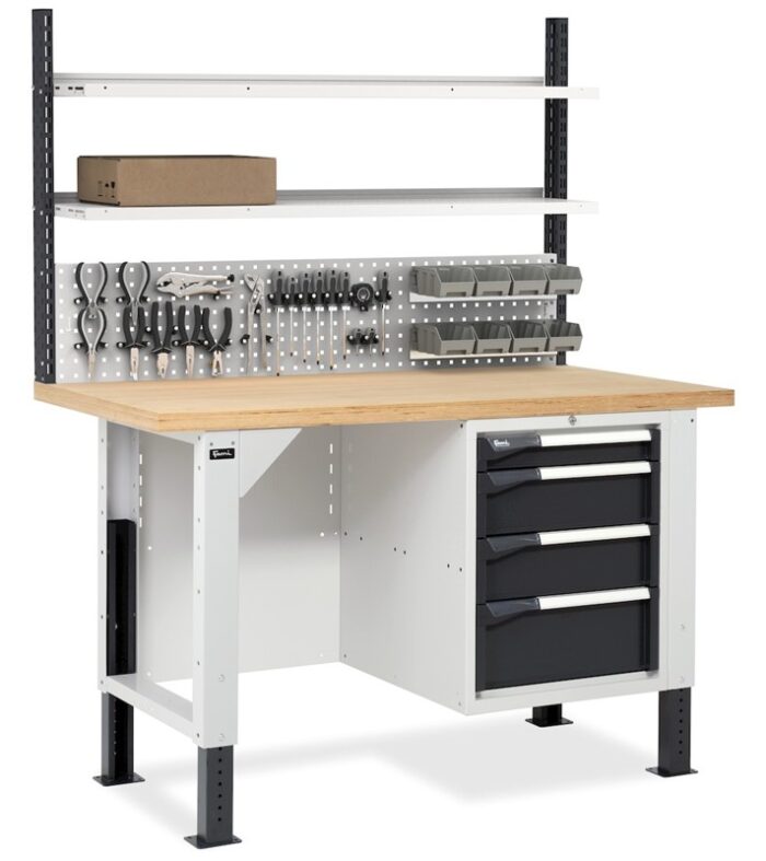 Banco da Lavoro con 4 Cassetti e Parete - immagine 3