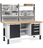 Banco da Lavoro con 4 Cassetti, 1 Vano e Parete - immagine 5