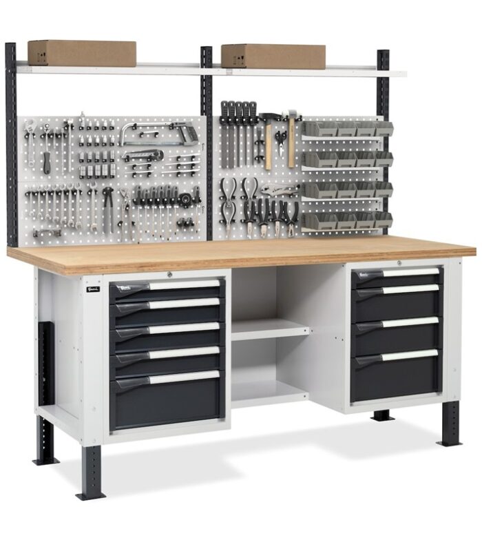 Banco da Lavoro con 9 Cassetti e Parete - immagine 2