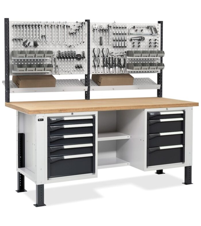 Banco da Lavoro con 9 Cassetti e Parete - immagine 4