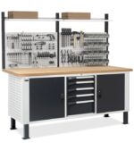 Banco da Lavoro con 5 Cassetti, 2 Vani e Parete - immagine 4