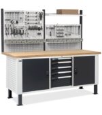 Banco da Lavoro con 5 Cassetti, 2 Vani e Parete - immagine 5