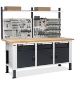 Banco da Lavoro con 3 Cassetti + 3 Vani e Parete - immagine 4