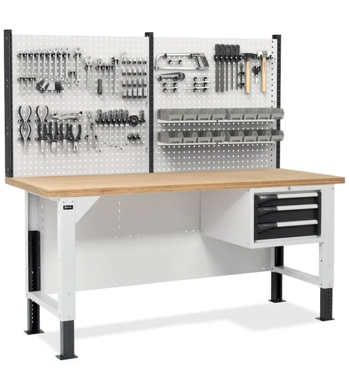 Banco da Lavoro 2m con 3 Cassetti e Parete - immagine 1