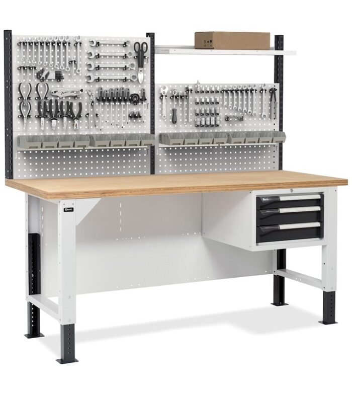 Banco da Lavoro 2m con 3 Cassetti e Parete - immagine 5