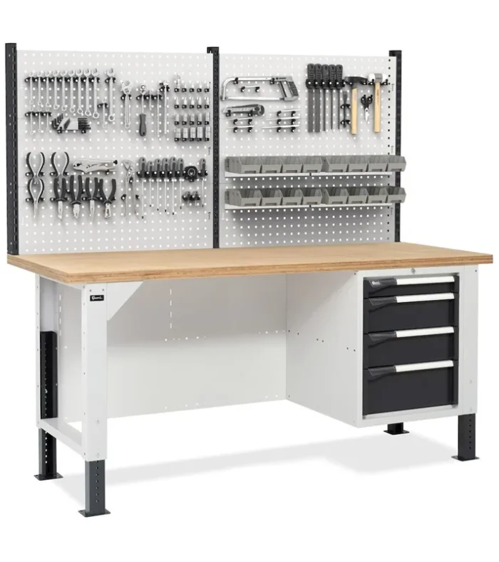 Banco da Lavoro con 4 Cassetti e Parete - immagine 1