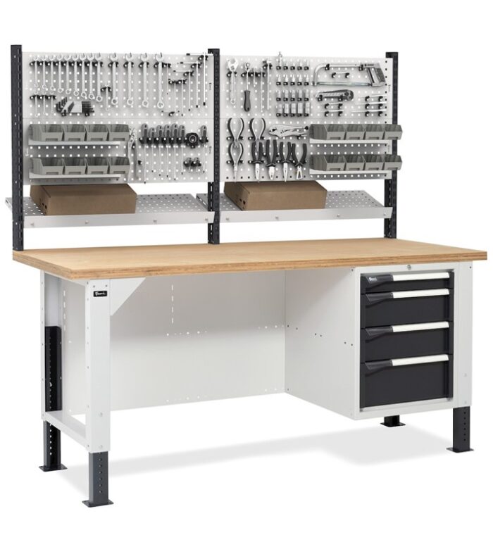 Banco da Lavoro con 4 Cassetti e Parete - immagine 2