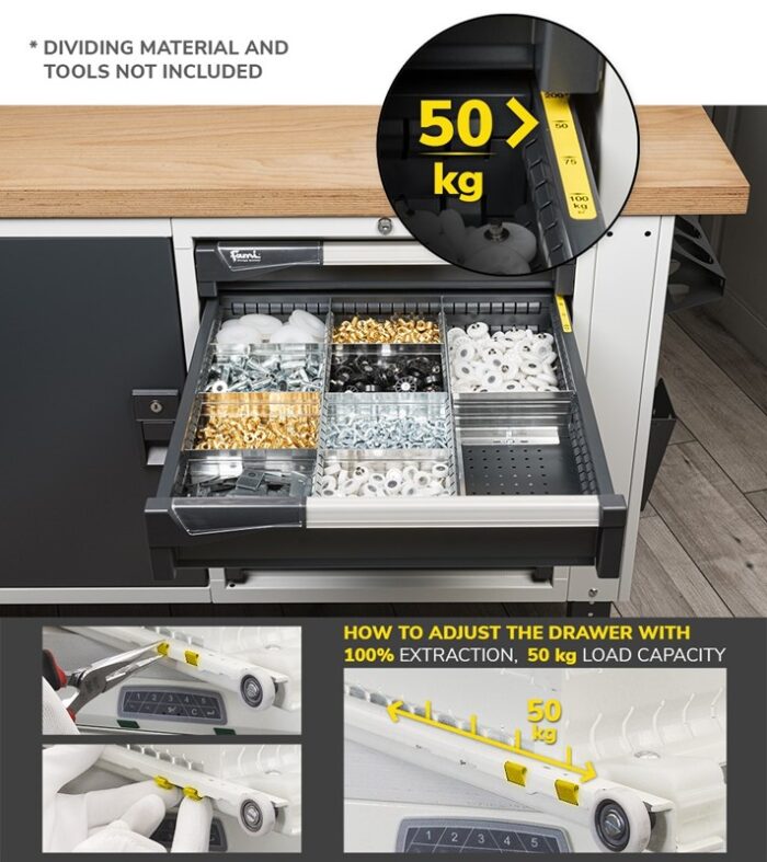 Banco da Lavoro con 4 Cassetti e Parete - immagine 12