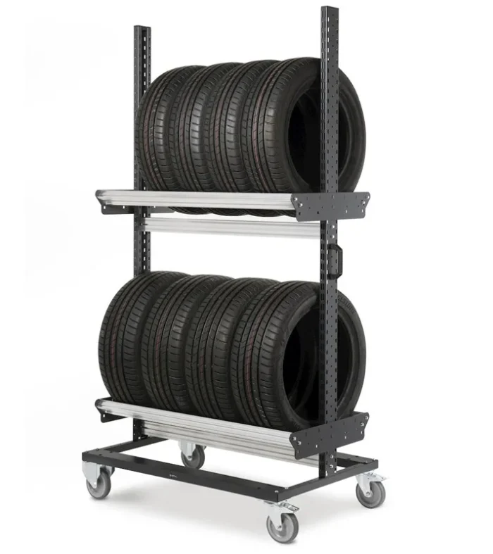 Carrello Scaffale Porta Pneumatici in Acciaio - immagine 1