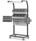 Carrello in Acciaio con Bracci e Parete Attrezzata