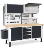 Banco da Lavoro Attrezzato con 4 Cassetti + 2 Armadietti e Pensili L=2000 mm