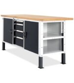 Banco da Lavoro Attrezzato con 8 Cassetti + 2 Armadietti e Pensili L=3000 mm - immagine 2