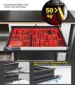 Banco da Lavoro Attrezzato con 8 Cassetti + 2 Armadietti e Pensili L=3000 mm - immagine 3