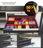 Banco da Lavoro Attrezzato con 8 Cassetti + 2 Armadietti e Pensili L=3000 mm - immagine 4