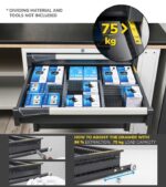 Banco da Lavoro Attrezzato con 8 Cassetti + 2 Armadietti e Pensili L=3000 mm - immagine 9