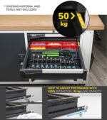 Banco da Lavoro con Piano in Multiplex - 2 Armadietti e 5 Cassetti L=2000 mm - immagine 7