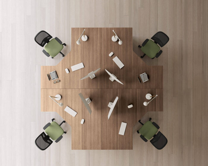 Scrivania Workstation StratosPlus 140/140 x 60/60 cm con Cassettiera 3 Cassetti su Ruote - immagine 4