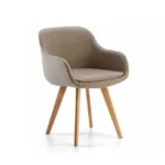 Poltrona Attesa Keope con Gambe in Legno e Seduta in Ecopelle