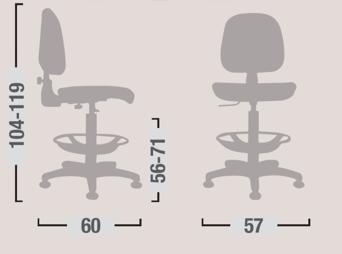 Sgabello Lem con Poggiapiedi Senza Braccioli - immagine 2