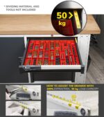 Banco da Lavoro Attrezzato con 5 Cassetti + 1 Armadietto e Pensili L=1500mm - immagine 2