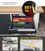 Banco da Lavoro Attrezzato con 5 Cassetti + 1 Armadietto e Pensili L=1500mm - immagine 6