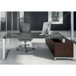 Scrivania Stratos in Cristallo 227x167 cm con Mobile di Servizio