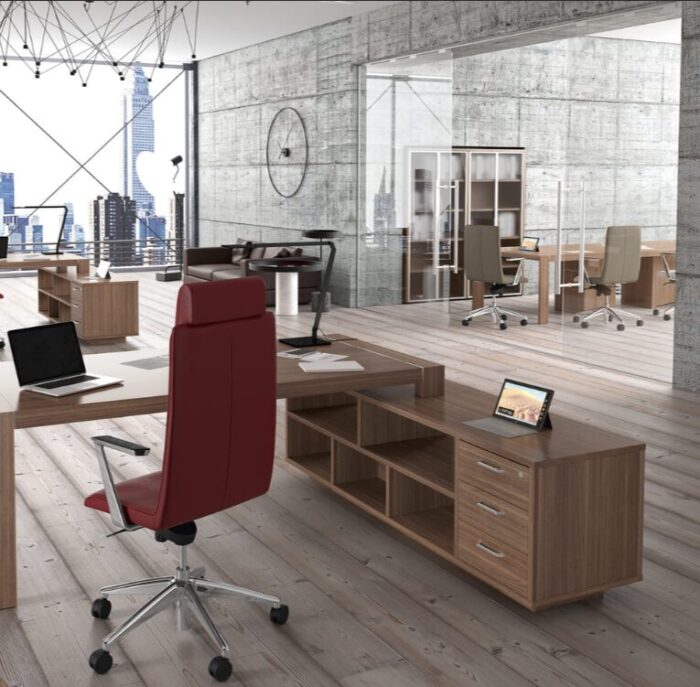 Scrivania Forma con Mobile di Servizio e Cassettiera 235x200 cm - immagine 3