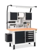 Banco da Lavoro Attrezzato con 5 Cassetti + 1 Armadietto e Pensili L=1500mm