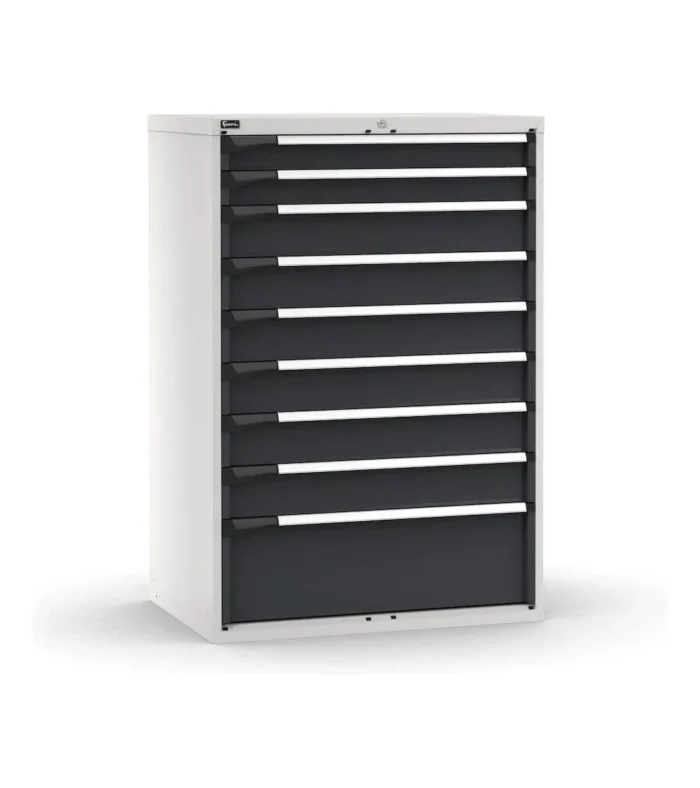 cassettiera-porta-attrezzi-9-cassetti-2x100-6x150-1x300-l1020-x-p726-x-h1500-mm-5.webp Armadio a Cassetti Master Key Comfort C0-EH=54X36 con 9 Cassetti - immagine 1