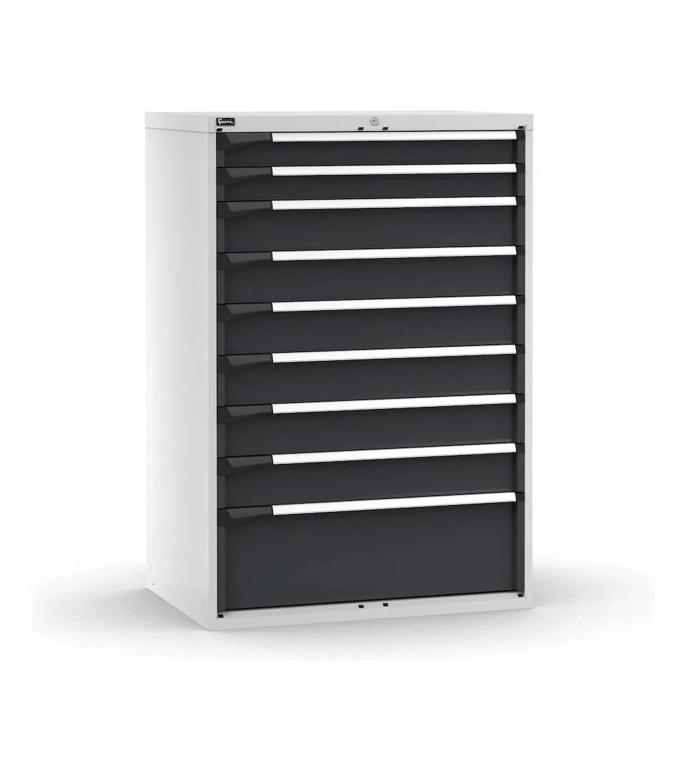 cassettiera-porta-attrezzi-9-cassetti-2x100-6x150-1x300-l1020-x-p726-x-h1500-mm-5.webp Armadio a Cassetti Master Key Comfort C0-EH=54X36 con 9 Cassetti - immagine 1