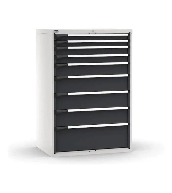 cassettiera-porta-attrezzi-9-cassetti-2x75-2x100-1x150-3x200-1x300-l1020-x-p726-x-h1500-mm-5.webp Armadio a Cassetti Master Key Comfort C0-EH=54X36 con 9 Cassetti - immagine 1