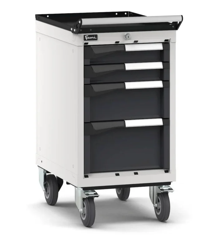 Cassettiera Porta Attrezzi con Ruote, 4 Cassetti 2X75 1X150 1X200, L408 X P573 X H822 mm - immagine 1