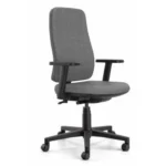 Seduta Fresh Nera Imbottita con Braccioli Regolabili e Schienale in Tessuto