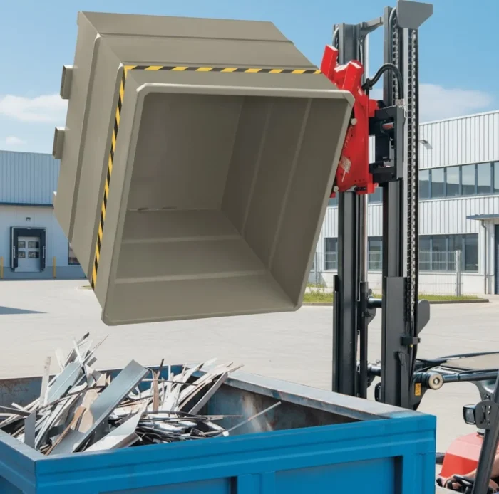 Contenitore Ribaltabile per Forche Rotanti con Coperchio e Ruote - immagine 2